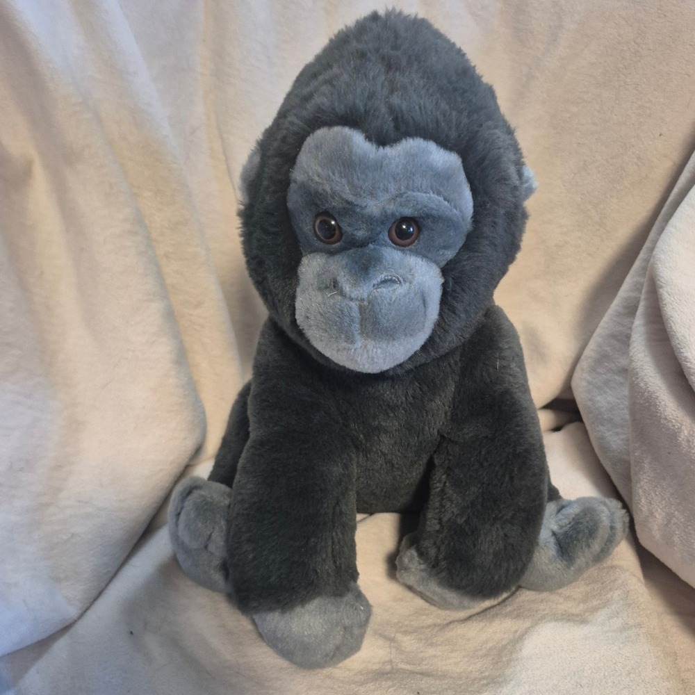 Fahlo Gorilla Plush Stuffed Animal Charcoal Gray Silverback Primate Toy